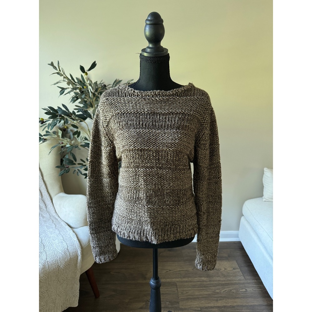 MUDD Marled Brown Chunky Knit Ribbed Crewneck Sweater Medium RN 59478